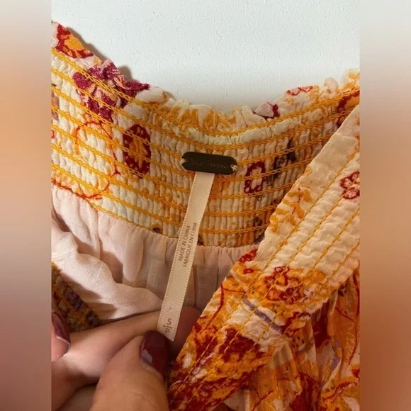 Free People Carmen Jumpsuit Off Shoulder Floral Wide Leg Size S - Picture 13 of 16